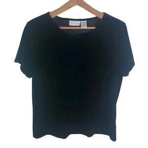 Vintage 90s Jaclyn Smith Black Velvet Crew Neck Tee Gothic Grunge Punk Size L